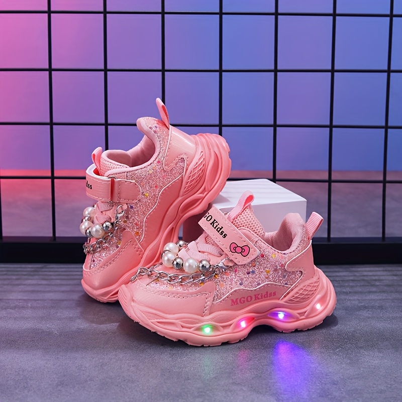 *tillas LED para niñas de y otoño *tos deportivos bajos casuales con luz  intermitente, transpirables y antideslizantes
