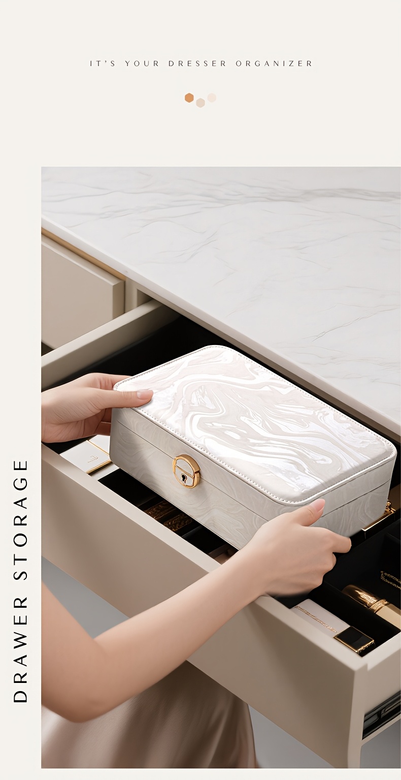 1pc Double-Layer PU Leather Jewelry Organizer Box with Lock, Removable Tray And Large Capacity - Elegant Rectangular Design for Rings, Earrings, Necklaces - Home Decor Gift for Valentine'S Day, Mother'S Day, Christmas, Jewelry Box, Jewelry Boxes