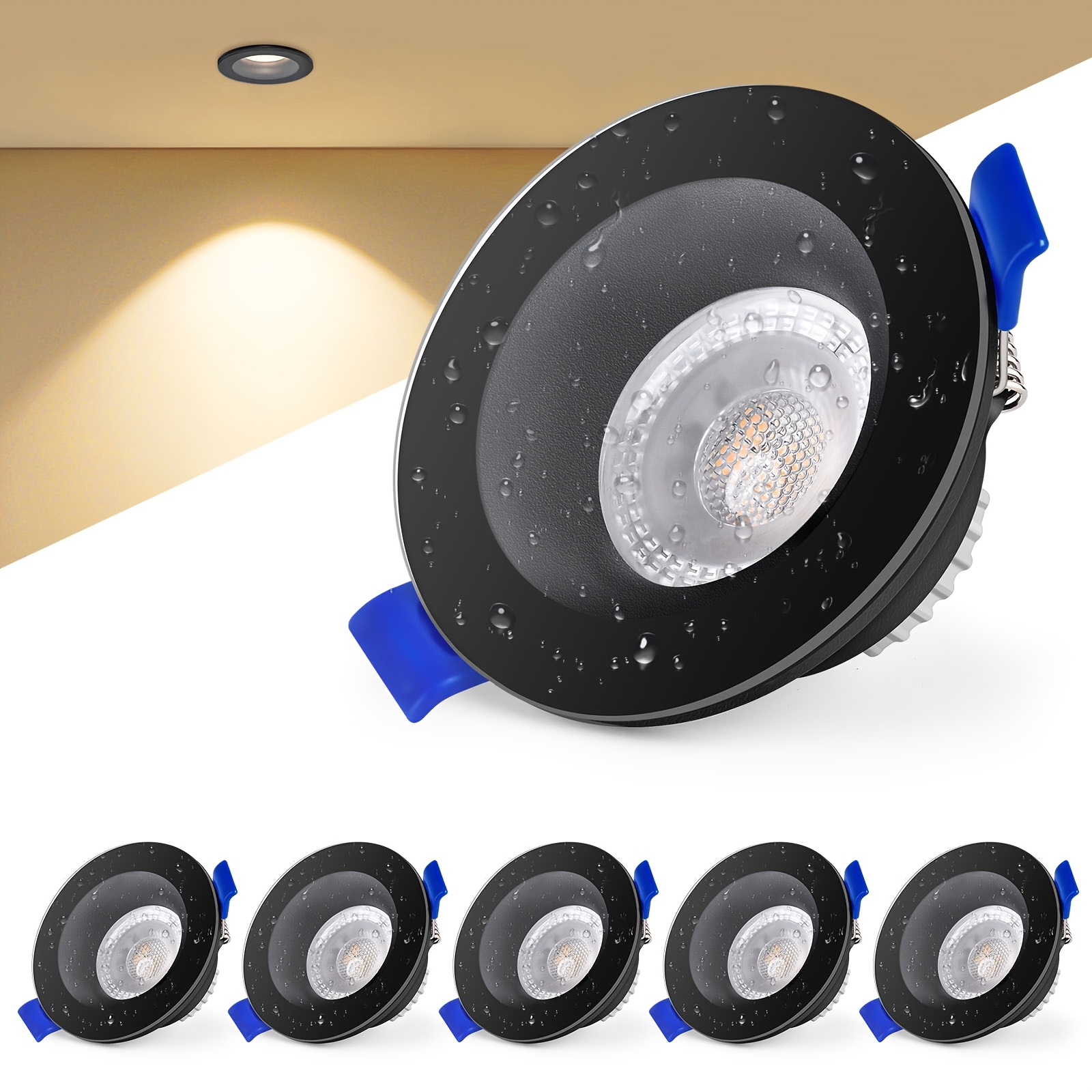 Image of Uring Led Recessed Spotlight 230v, 5w 550lm Ceiling Spots 68-75mm, Replaceable Ultra Flat 3000k Warm White/4000k Neutral White Spots Recessed Lights For Bathroom Room, Round Set Of 6