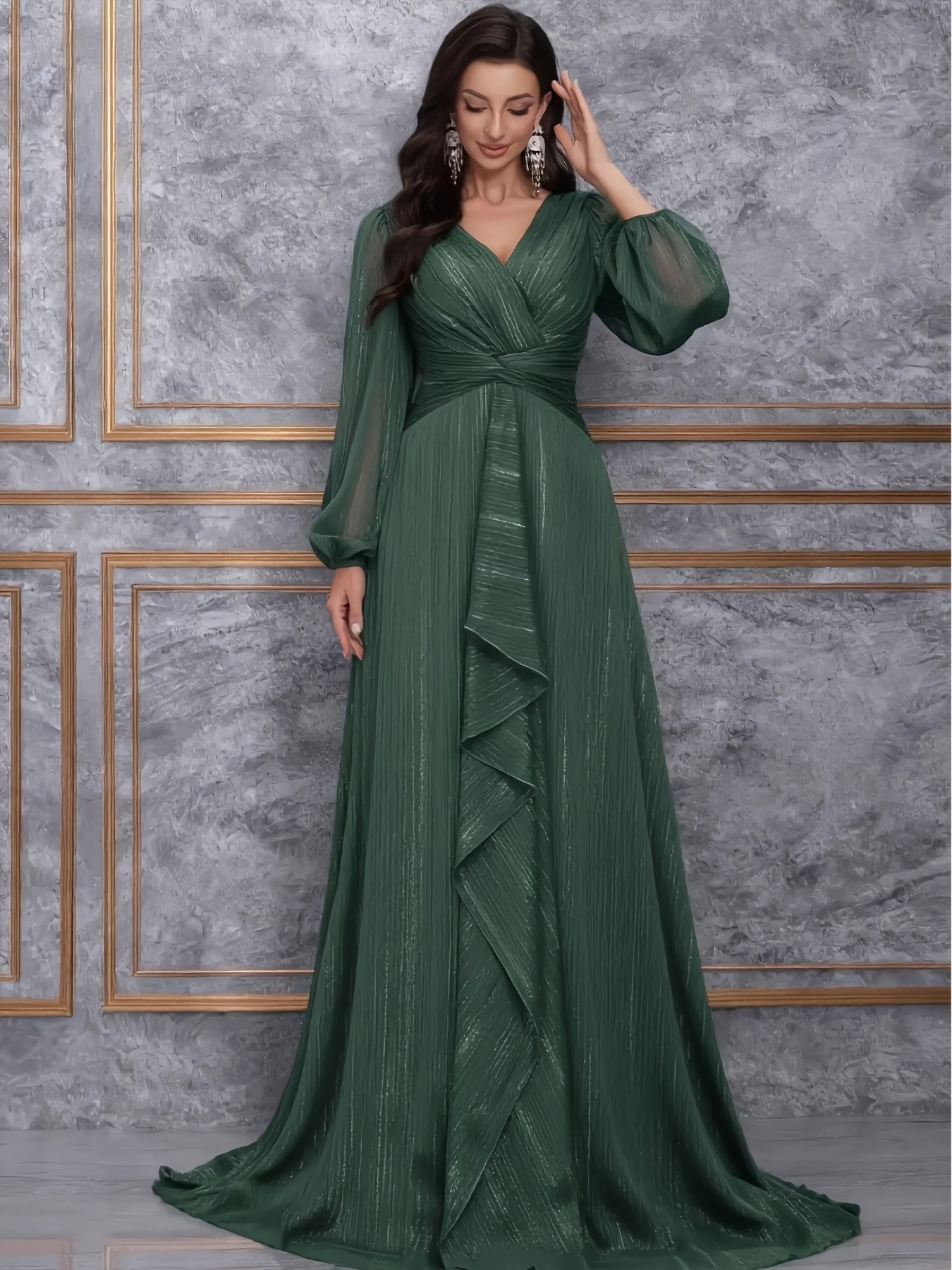 dark green womens formal dinner dress heavy style women's - Temu Pakistan