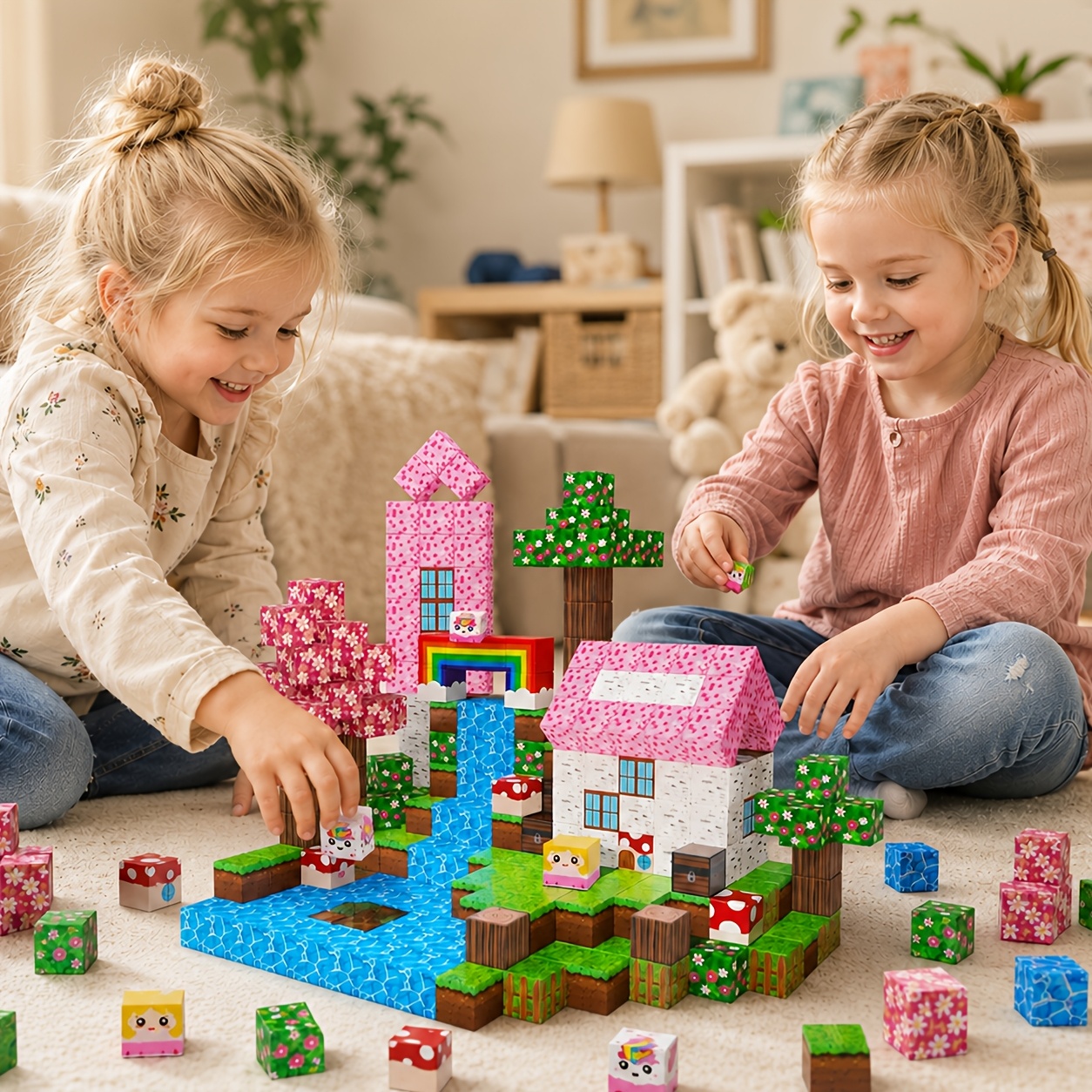 Magnetic Building Blocks Toy Set, Creative Magnet Cube Construction Toy