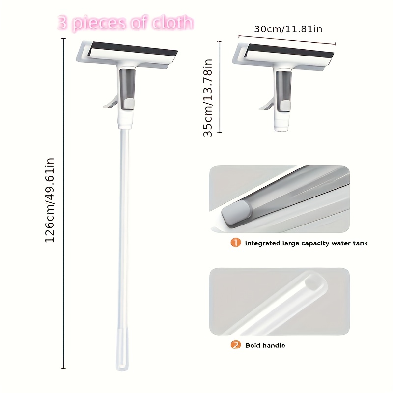 3 in 1 glass cleaning kit durable metal pole with scraper suitable for high windows shower doors and car windshields essential household cleaning tool high pressure spray wand   handle window cleaning essentials ergonomi Product details 6
