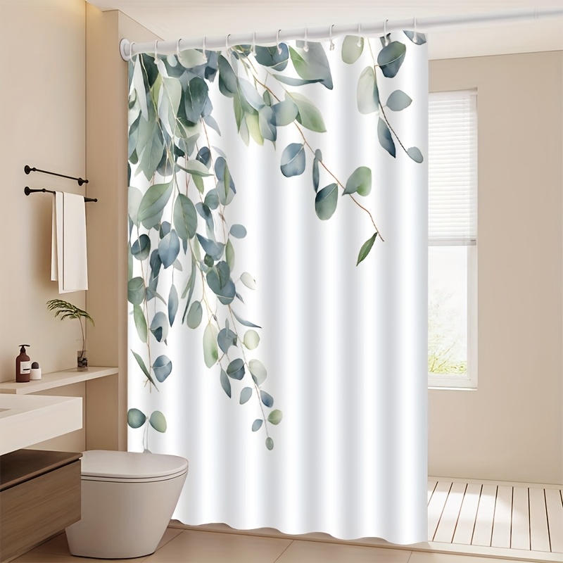 TEMU Jit1pcs Eucalyptus Leaves Pattern Shower Curtain, High-end Elegant Bathroom Curtain Shower Curtain, Shower Curtain Home Decor Pattern Print,