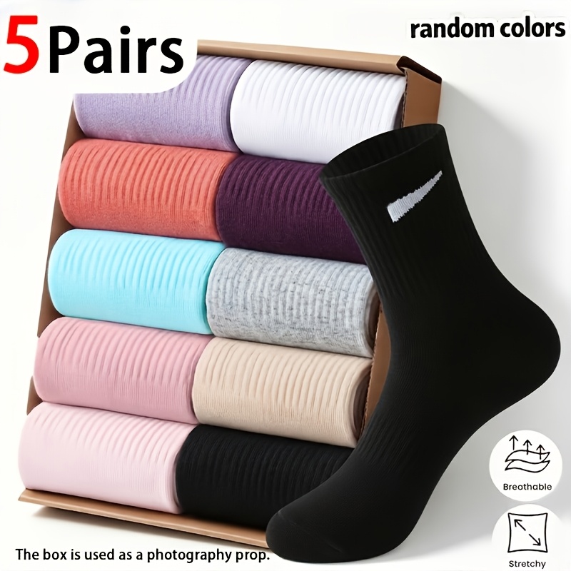 TEMU 5 Pares de Calcetines Mediedad para Mujer - Calcetines Casuales Transparentes y Transpirables para /Verano, Tonos Suaves (Adecuados para Uso