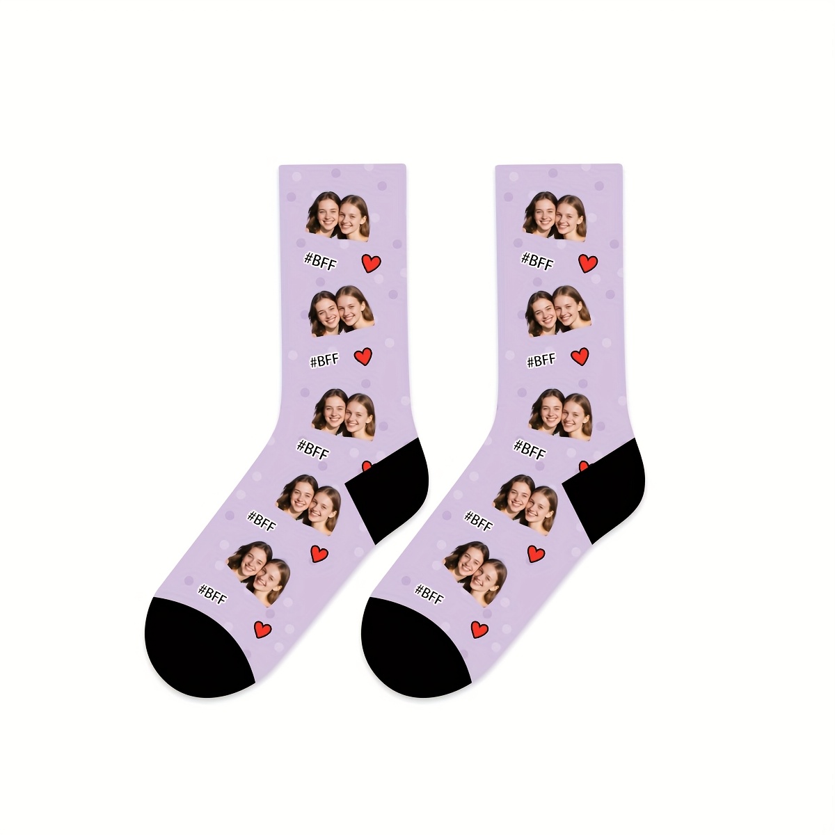 E-shop 1 Paar personalisierte "Bestie" Socken für Damen und Herren. Bitte Freunde-Bilder hochladen für personalisierte Porträts - Ideal für