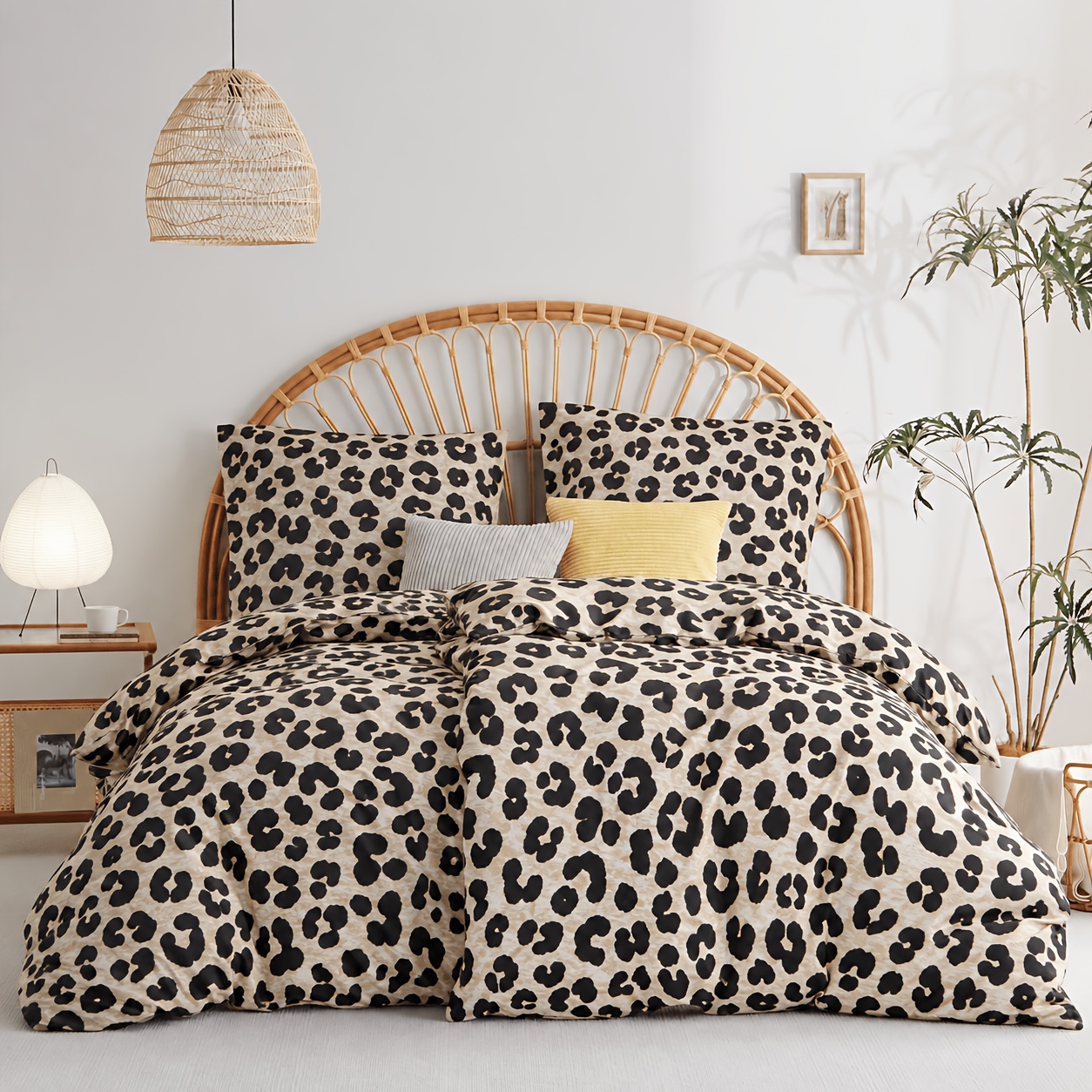 Image of 4pcs Modern Leopard Print 4pcs Set Y Texture Duvet Cover Pillowcase Light Master Bedroom Set (excluding Duvet Insert And Pillow Insert)