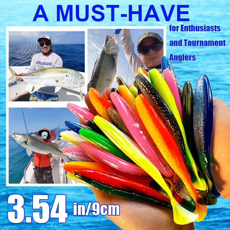 

20/40/60/100pcs Soft Fishing Lures For Bass, Silicone Shad Worms Swimbaits,, Mixed Colors, With Jig Heads Rigs For Freshwater Saltwater