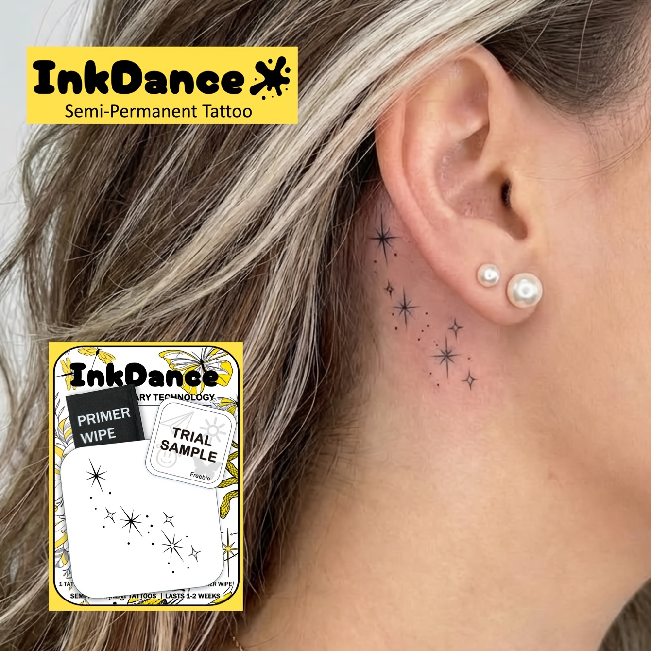 Image of Inkdance " Twinkle Trail" Tattoo Sticker, Temporary Tattoo, Semi-permanent, Fake Tattoo, Waterproof & Long-lasting, Realistic Design, , Plant-based Formula, Gift Festival Body Art Mnf206