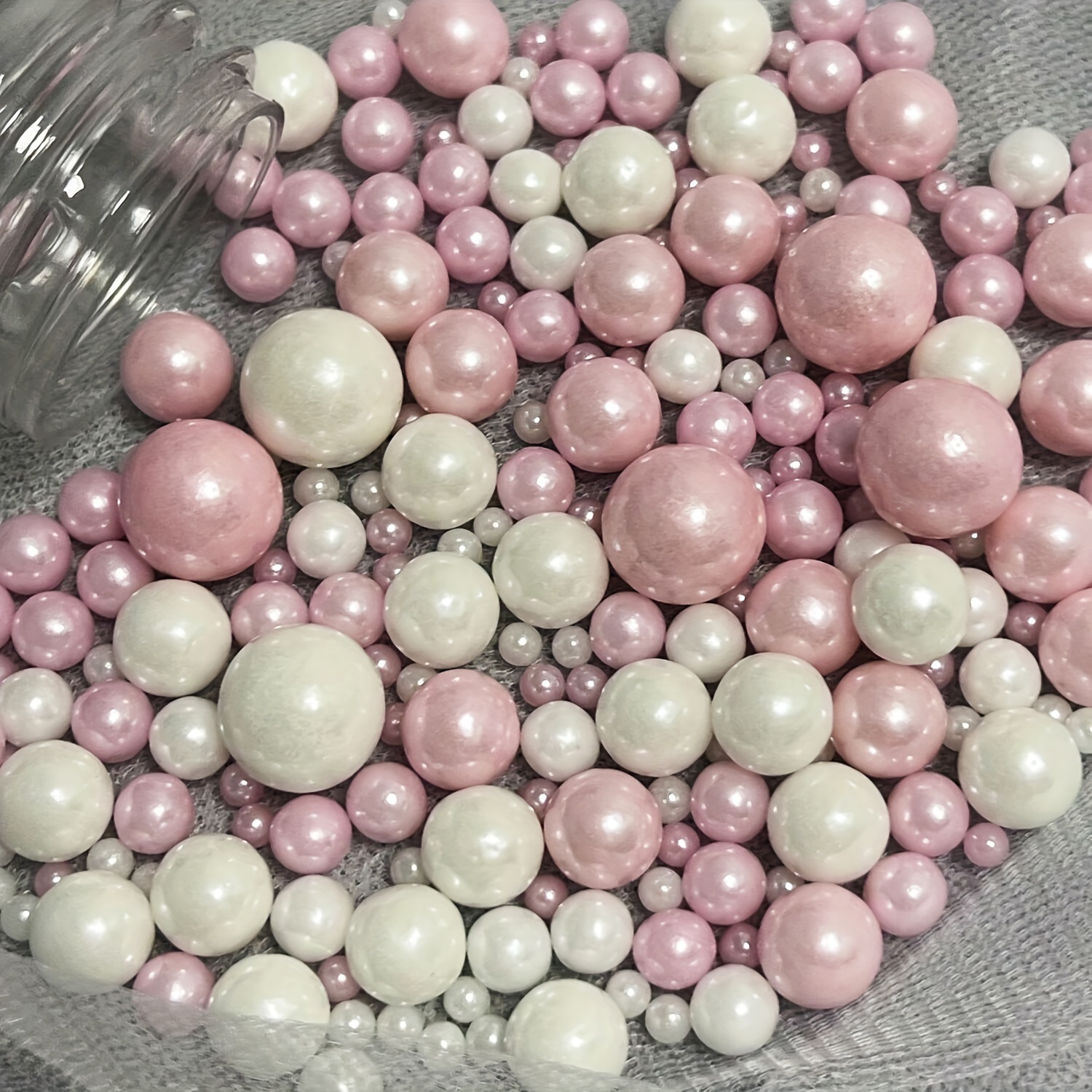 TEMU About 30/85g Non-hole Pearl For Vase Fillers, Christmas And Halloween Pearlescent Beads Topper Decor, Diy Pearl String For Floating , Peas,