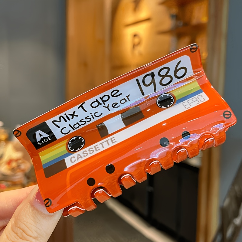 TEMU Pince à cheveux griffe vintage cassette audio 1986 / Esthétique vintage années 80, 90, millénaire / Mignonne pince à cheveux de cassette audio /