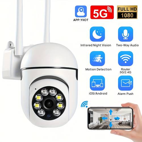 cb401 1080p 2 4g 5g dual band wifi indoor security camera 360 panoramic view night motion detection two way audio cloud sd storage wall mounted android ios compatible pet care camera modern indoor camera high definition video