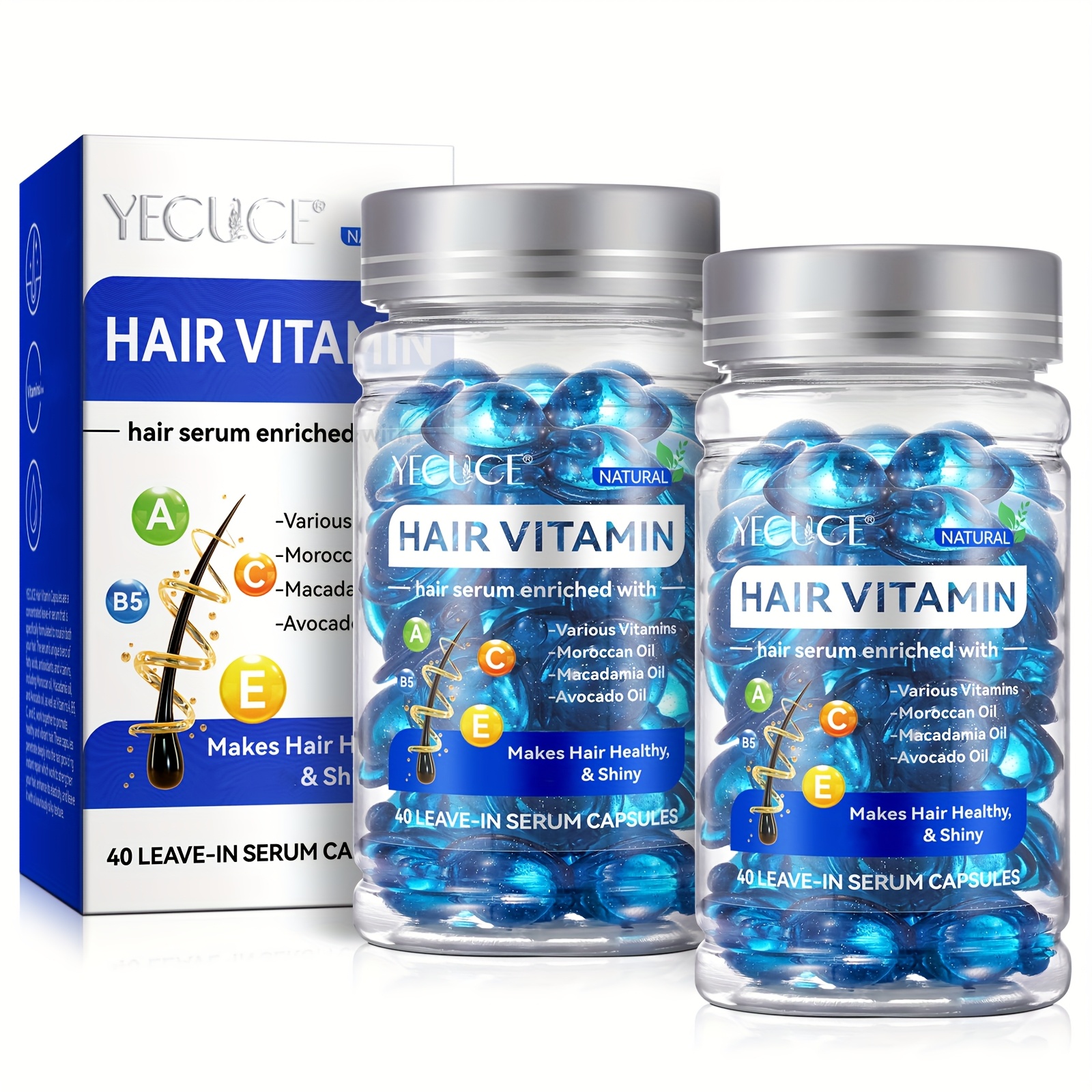 80 Blue Hair Care Essential Oil Capsules, 2 Boxes In Total, 40 Capsules In Box, Moisturizes And Hair, , The Problem Of Frizzy Hair, Suitable For All Hair Types