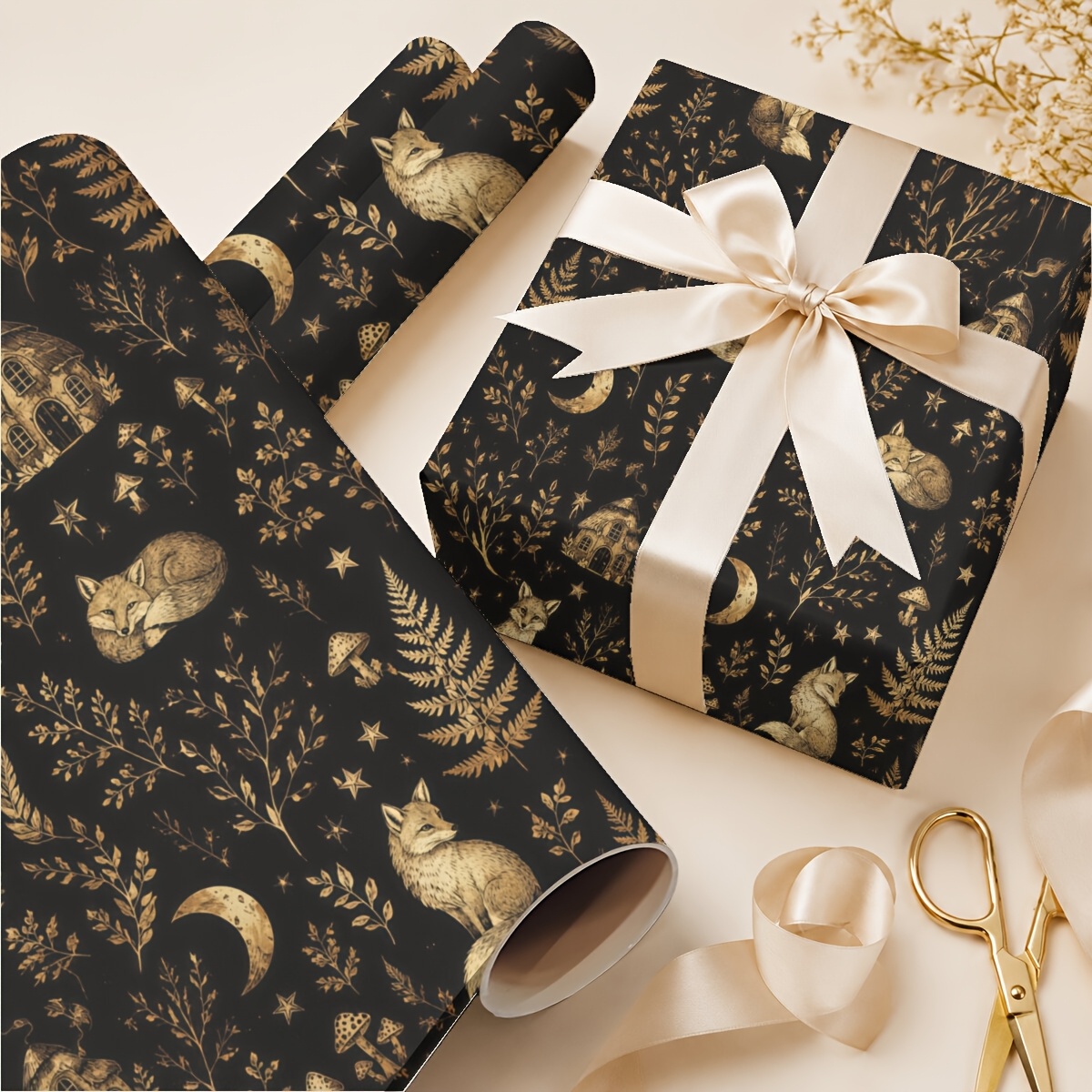 TEMU Rouleau de extra long 19,69 po x 118,11 po à motif de forêt de dorés pour anniversaires, mariages, la Saint-Valentin et les fêtes de Noël