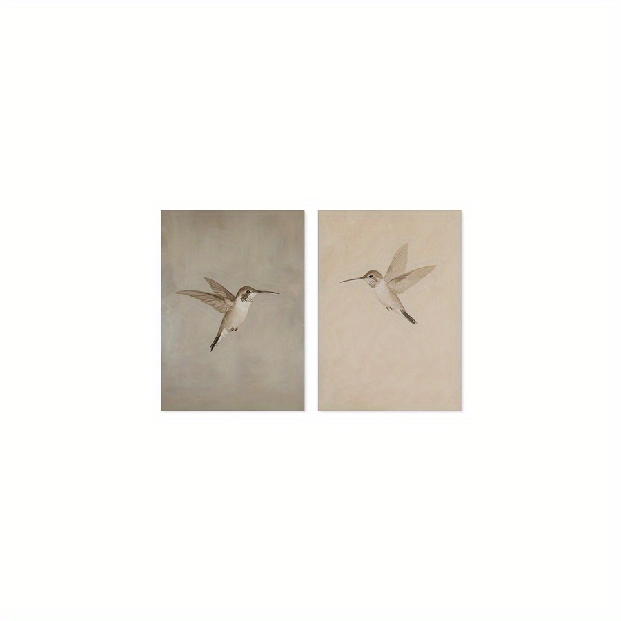 E-shop 2D Flach, 2D Flach, 2er-Set, Kolibri Wandkunst, Ornithologie Poster, Vintage Vogel Kunstdrucke, Ungerahmte neutrale minimalistische Wanddeko,