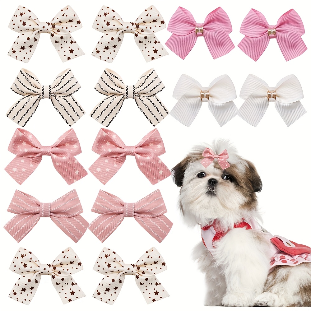 TEMU 10 Adorable Dog Hair Clips, 2025 New Metal Clips In Mixed Colors With Little Dog Bows. Durable Clip Bases, Decorative Additions, Trendy Items,