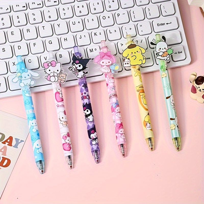 

adorable Sanrio" Sanrio Cute Family Sticker Click Gel Pens - Quick-dry, Medium Point, High Aesthetic Appeal For Girls
