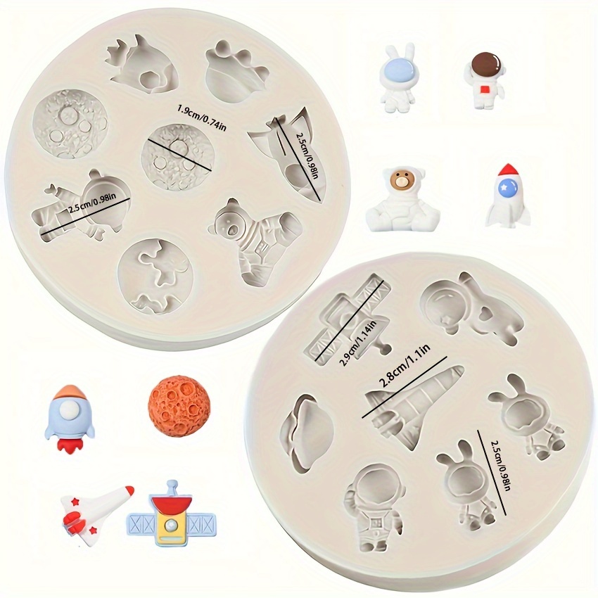 

Space-themed Silicone Mold For Fondant, Chocolate & Candy - Astronaut, Rocket & Planet Designs - Perfect For Diy Cake Decorating & Space Parties
