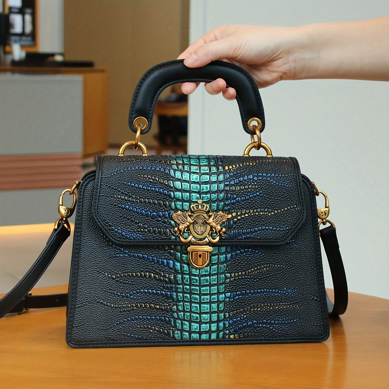 Leather Handbags New Look Snake Print Bag Luxury 2024 New Style