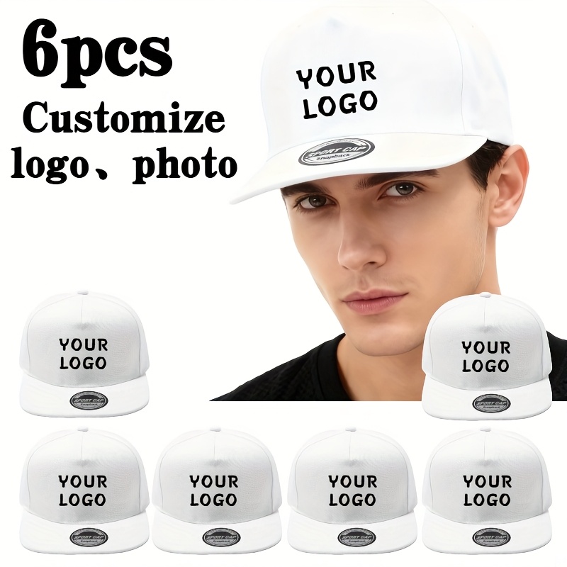 6pcs Customizable Hip-Hop Style Hats for Weddings & Vacations