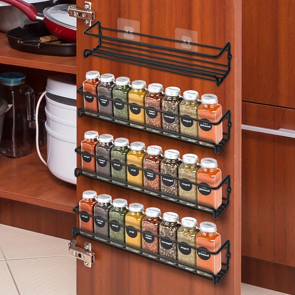 

Wall Mount Spice Rack Organizer, 1/2/4 Hanging Racks Single Layer Seasoning Shelf Spice Rack Kitchen Shelving, Organizer Rack For Door, Cupboard, Pantry