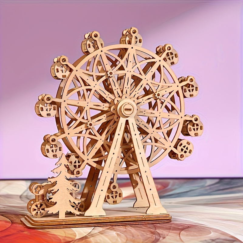 

1pc 3d Wheel Puzzle - Enhances Skills & , Easy Wooden Craft Kit, Room Decor