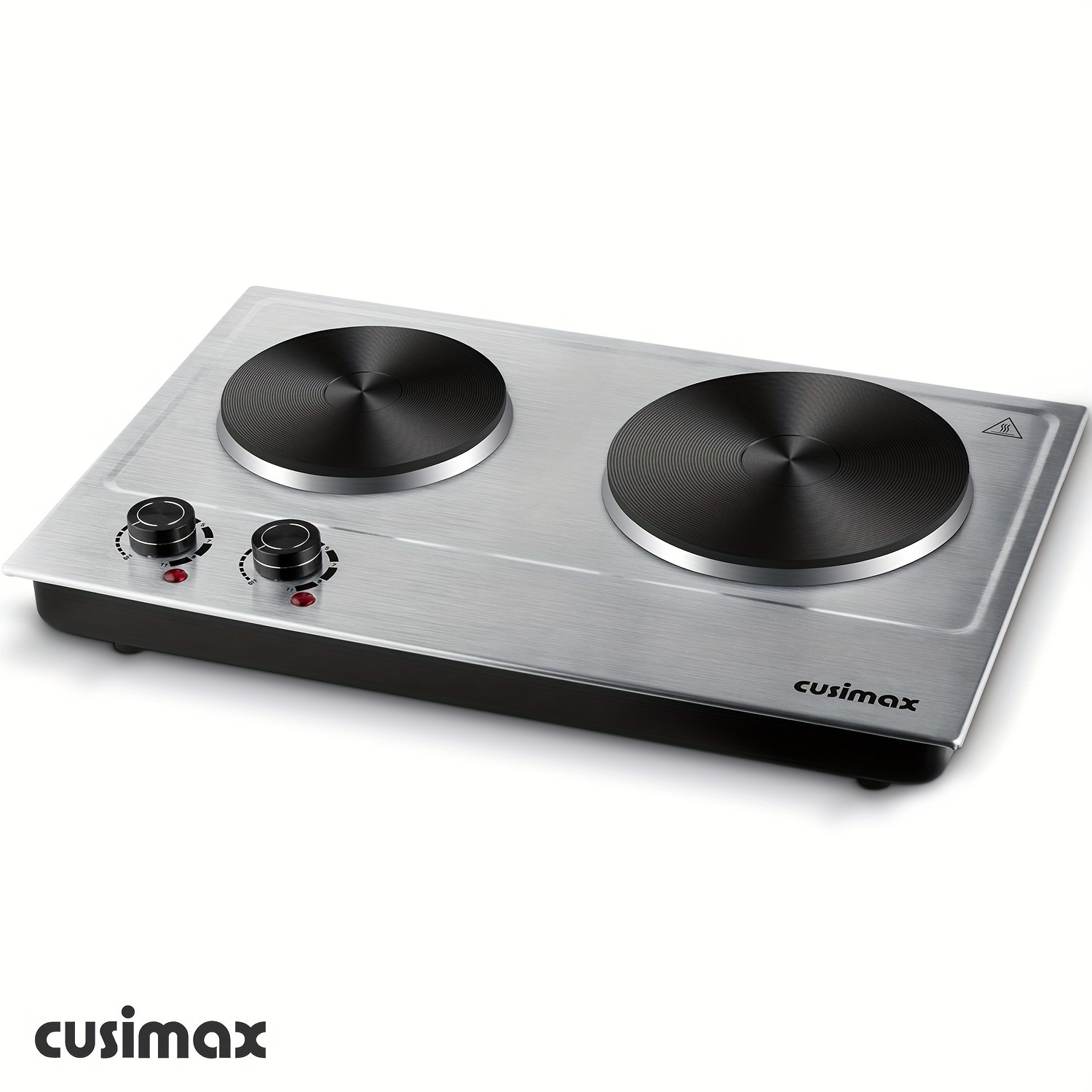 

Cusimax 1800w Countertop Double Cast Iron Burner, 7.4 In.and 6.1 In. Hot Plate With Temperature Controls, Portable Electric 2-burner With Power Indicator Lights, Great For Home Use, Easy To Clean