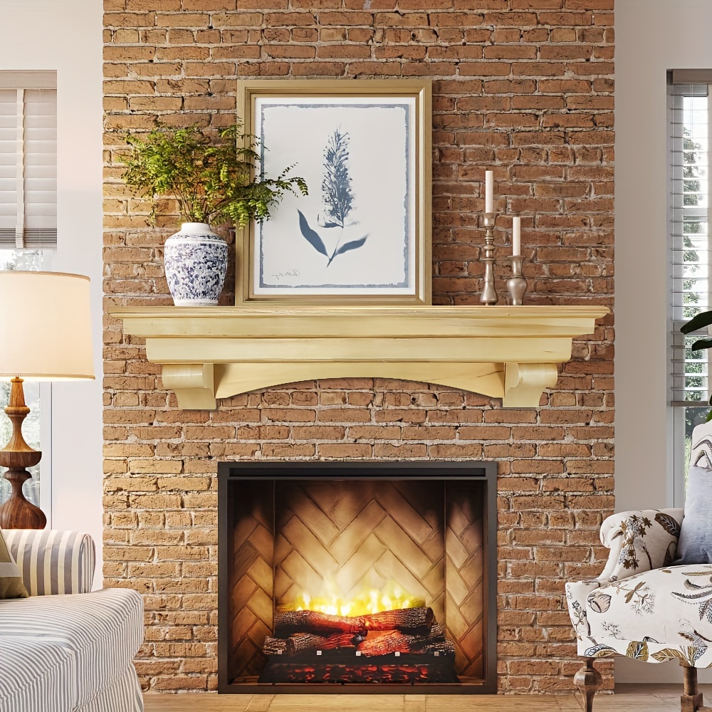 

Wood Mantel Shelf With Arched Corbels Wooden Rustic Wall Mounted Shelf From Pine Wood - Perfect For Fireplaces, Tvs & Décor 60in