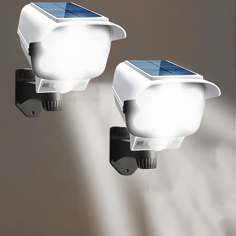 2pcs Solar Powered Outdoor Sports Spotlights With 77 Leds, Suitable For Safety Cameras In Homes, Gardens, , And - , Commercial And Household Lighting Solar Safety Camera Spotlights