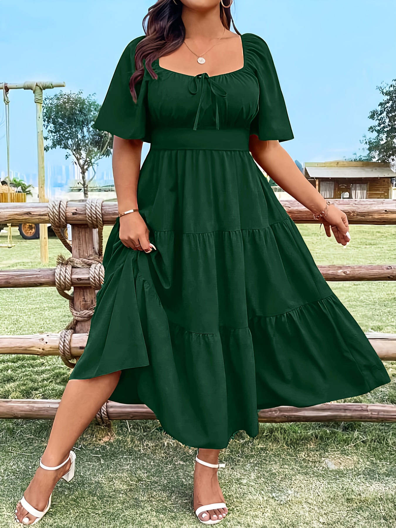 plus size plus size womens solid color multi layer long - Temu Italy