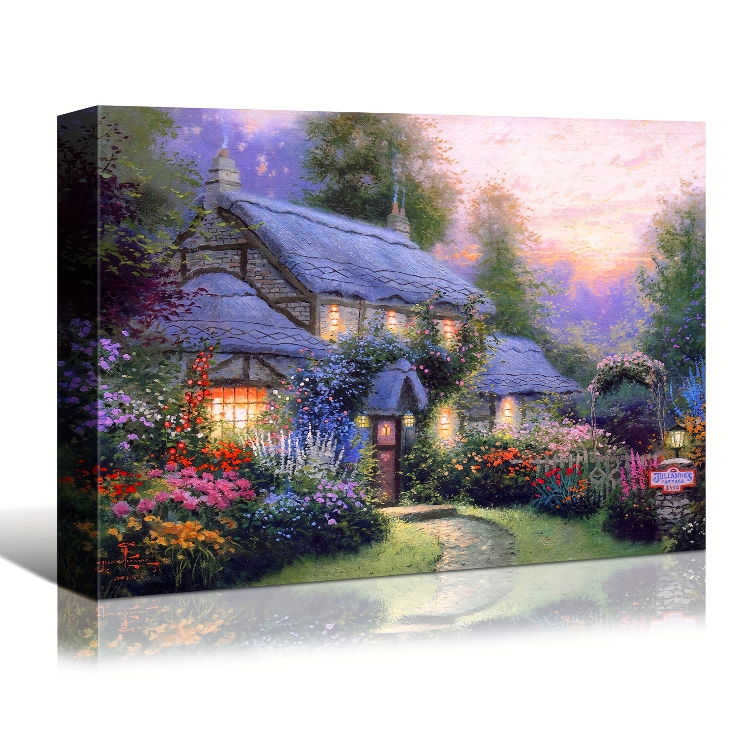 

Garden Canvas Wall Art, Landscape Oil Painting Living Room Bedroom Hanging Mural Home Office Wall Decoration (wooden Frame - Thickness 1.5inch)