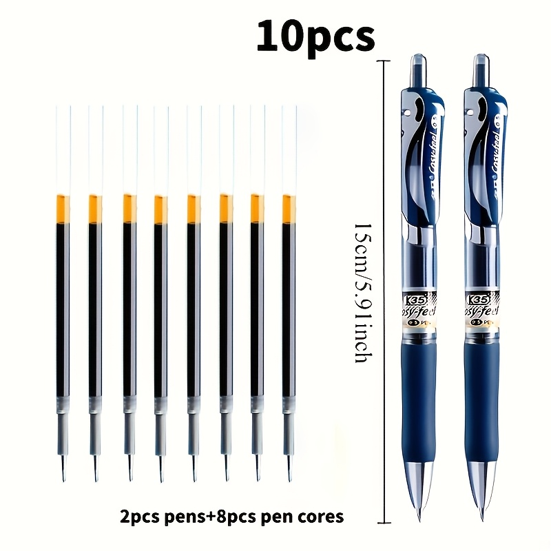 TEMU 10-pack Blue Gel Pens For Doctors And Nurses | 0.5mm Quick- Writing, , Ideal For Prescription Writing And Office Supplies(including 2 Pens   8