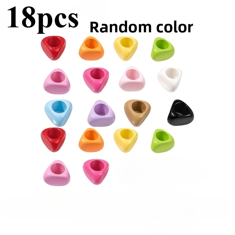 TEMU 18pcs, Painted Large-hole Triangular Beads, Acrylic Stone Beads, Shoelace Hanging Beads, Mobile Phone Chain, Hand String Beads, Jewelry