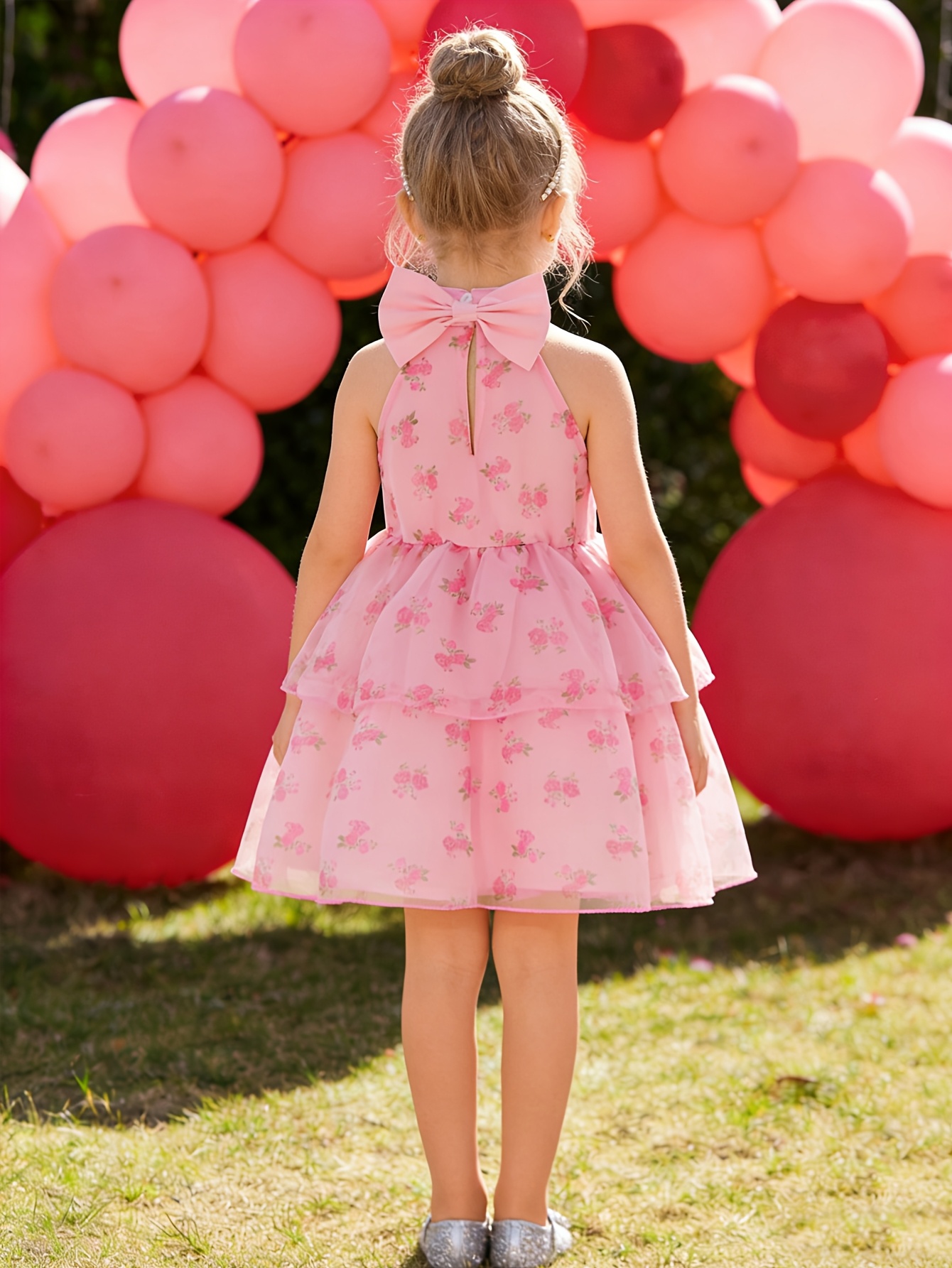 a pink halter neck dress girls a princess featuring - Temu Qatar