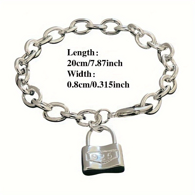 TEMU 925 Silver Pendant Lock Bracelet, Fashionable And Elegant Jewelry Lock Bracelet, Ideal Birthday Gift !