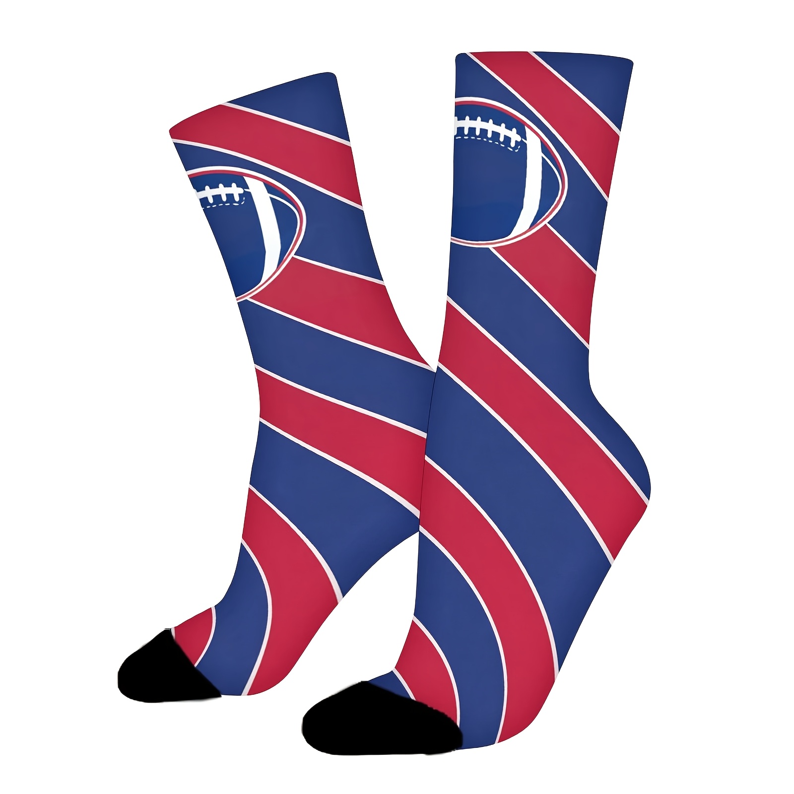 TEMU 1 Pair Unisex Outdoor Socks, Holiday Striped Socks With Pattern Print Mid-calf Socks, Suitable For , Comfortable And Breathable, Fashionable,