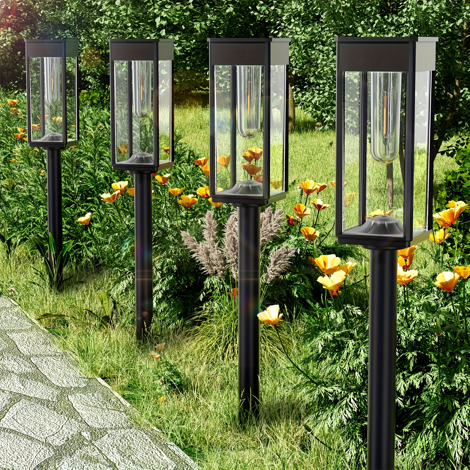 8 Pack Solar Pathway Lights Outdoor, 12 Brighter LED Solar