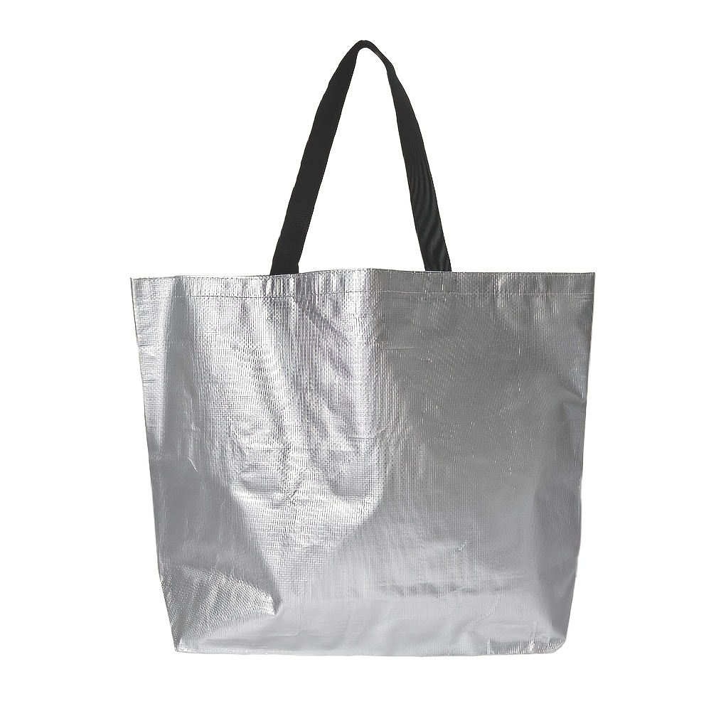 1pc Silver Gray Large Storage Tote Bag Foldable Large Capacity Organizer Bag Durable Handle Carry Bag For Office Work Camping Snack Storage Daily Use