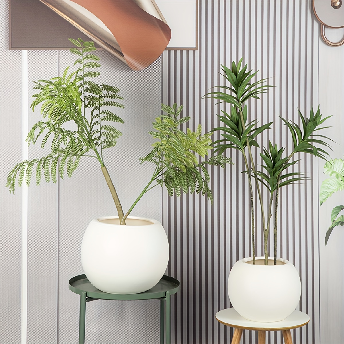 

Pot de fleurs rond moderne en plastique - Pot de bonsaï léger pour sol intérieur et extérieur avec d'autres - Design élégant en faux pour la décoration de et du jardin - Accessoire - 1 pièce