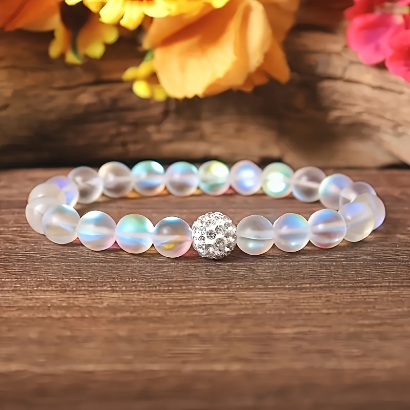 E-shop Handgefertigtes Geburtsstein-Armreif-Armband – Mondstein-Perlen, Stretch-Perlen, für jeden Anlass geeignet, Unisex für Männer & Frauen,