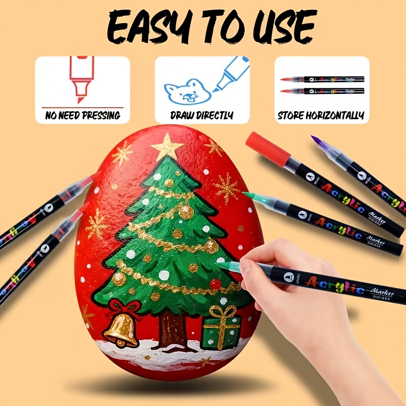 12 24 36 48 60 colors flexible brush acrylic markers set art supplies for   canvas glass ceramics   coloring and crafts Product details 5
