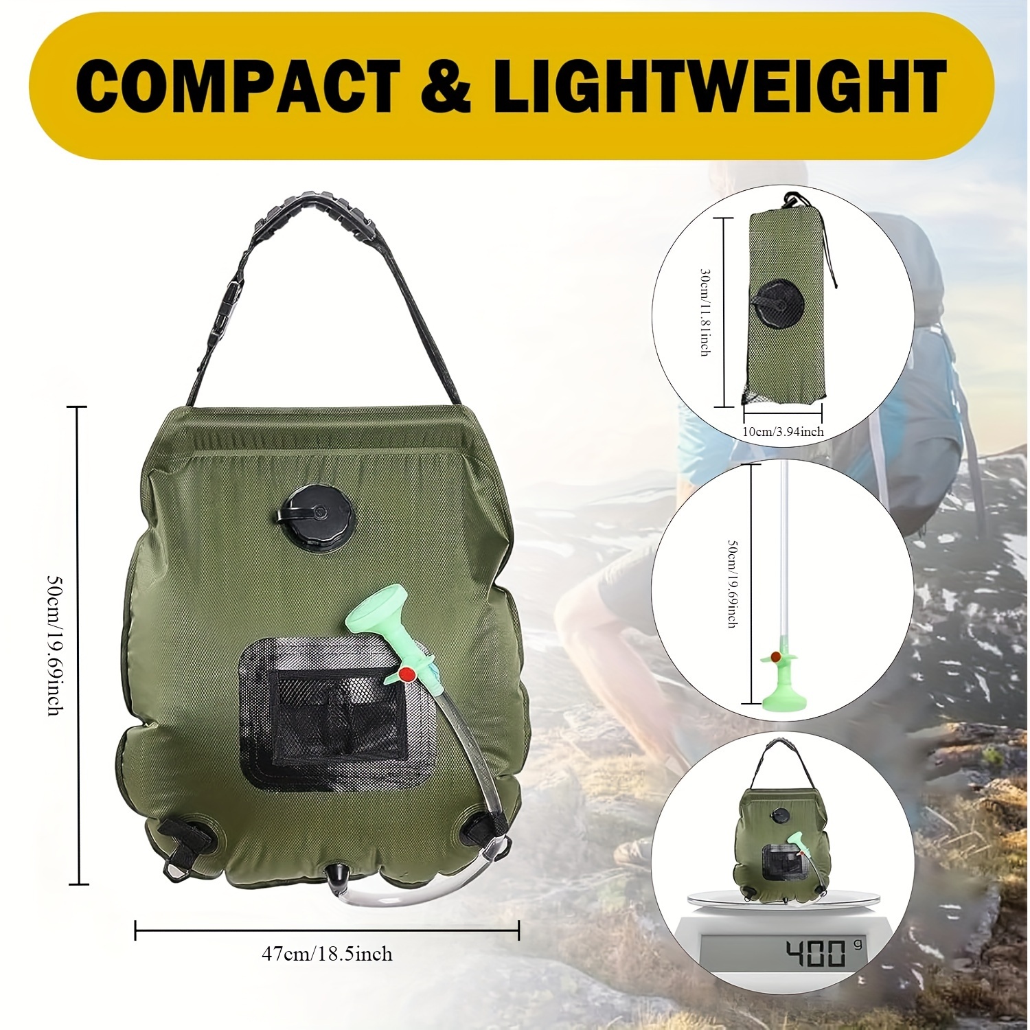 Douche Solaire Portable MFH – Sac à Dos Camping 10L ? – Noir – Neuf