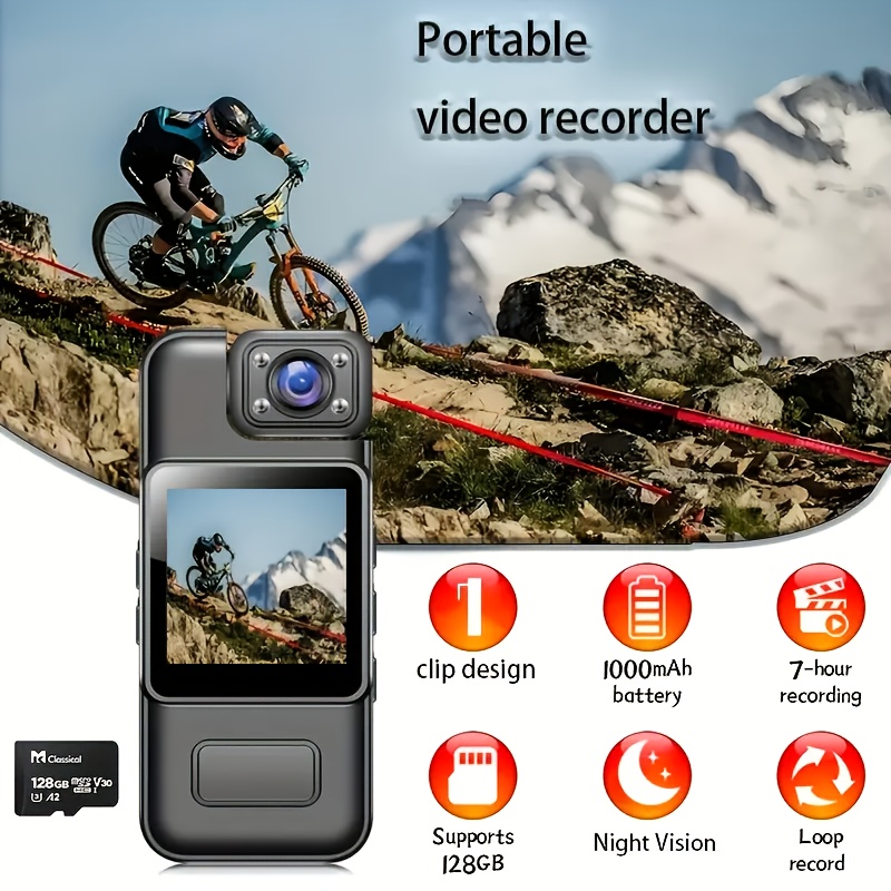 

1pc 1080p Camera No Wifi Portable Compact Wear Camera Wearable Pocket Recorder With 180° Rotatable Lens, Lcd Display, , Travel, Sport And , Christmas And Halloween Gifts.