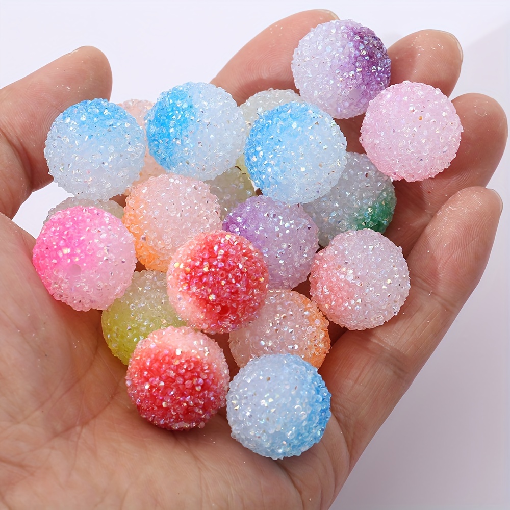 

20mm Acrylic Glitter Bubble Gum Beads - Colorful, Sparkly, And Perfect For Diy Jewelry Making