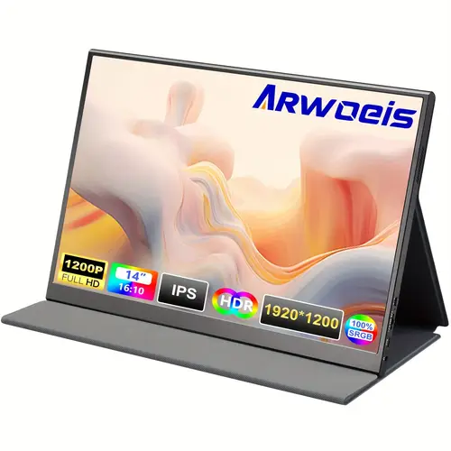 14 inch portable monitor 1920 1200 fhd 400 brightness ips monitor usb c and hdtv portable monitor for laptop pc phone switch ps