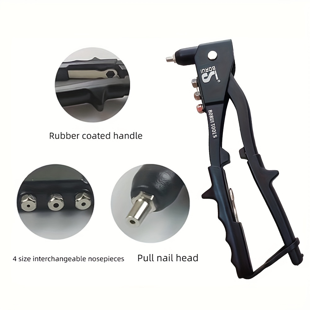 Walfront Kit de pistola remachadora manual, remache ciego, herramienta de  reparación de canaletas de mano resistente, para remaches de 0.094 in,  0.126