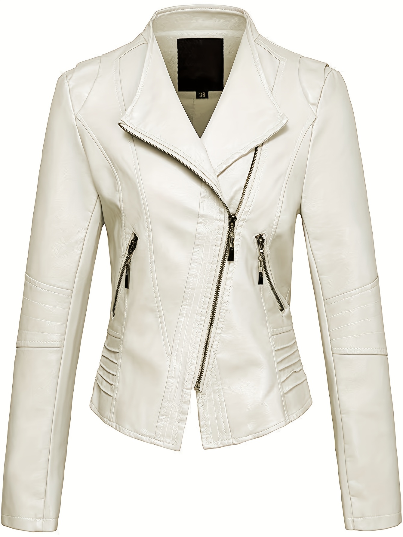 Women's PU Leather Jacket Motorcycle Coat Long Sleeve Vintage Style for Autumn - Image 5