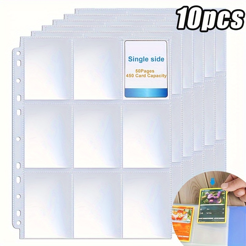 

10/50 Pack Double-sided Trading Card Albums, 11-hole Plastic Loose-leaf Collectors Storage Binder, Large Capacity For Postcards, Photos, Stickers, , Invoices - Fits Standard Size Cards