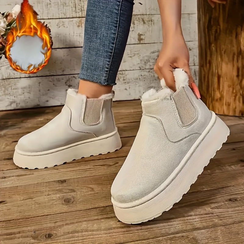 womens slip ankle boots thick rubber sole round toe heel Temu