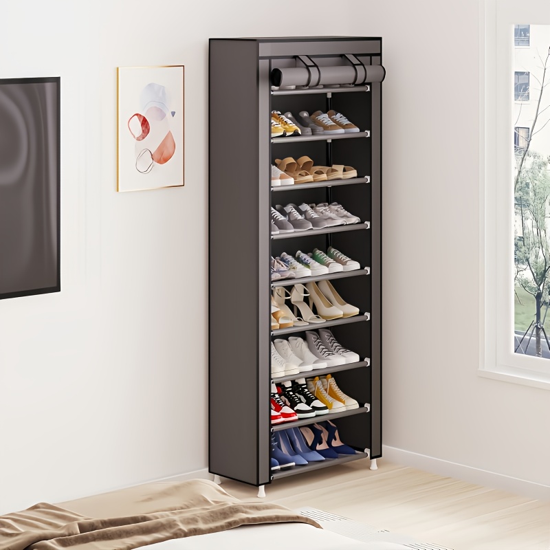 TEMU 10-layer 9-compartment Large-capacity Shoe Cabinet, Multi-functional Storage Rack, 12mm Pipe Diameter Shoe Rack, Entrance Shoe Rack Space, Easy