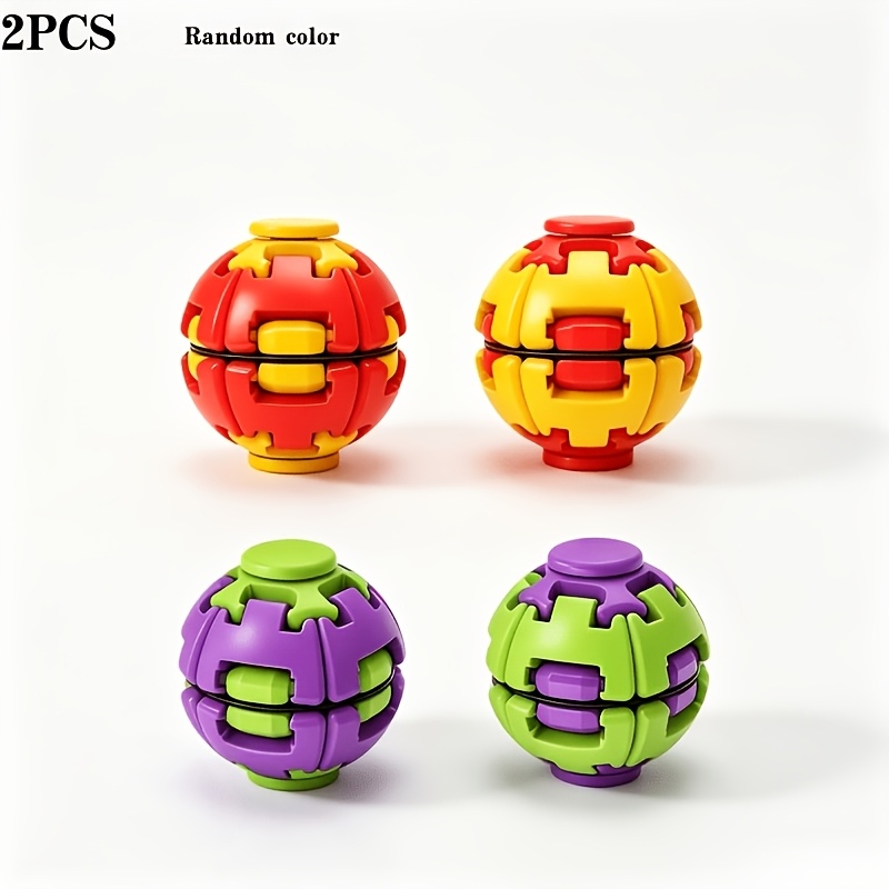 TEMU 2pcs Random Color Rotating Press Ball Toy, Color-matching Desktop Game, Portable Manual Operation Toy, Multi-colored Ball Gift, Interactive Toy,